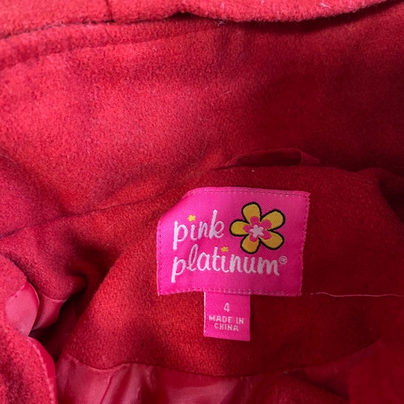 Toddler 4T Red Pea Coat with hood and pockets - Picture 5 of 9